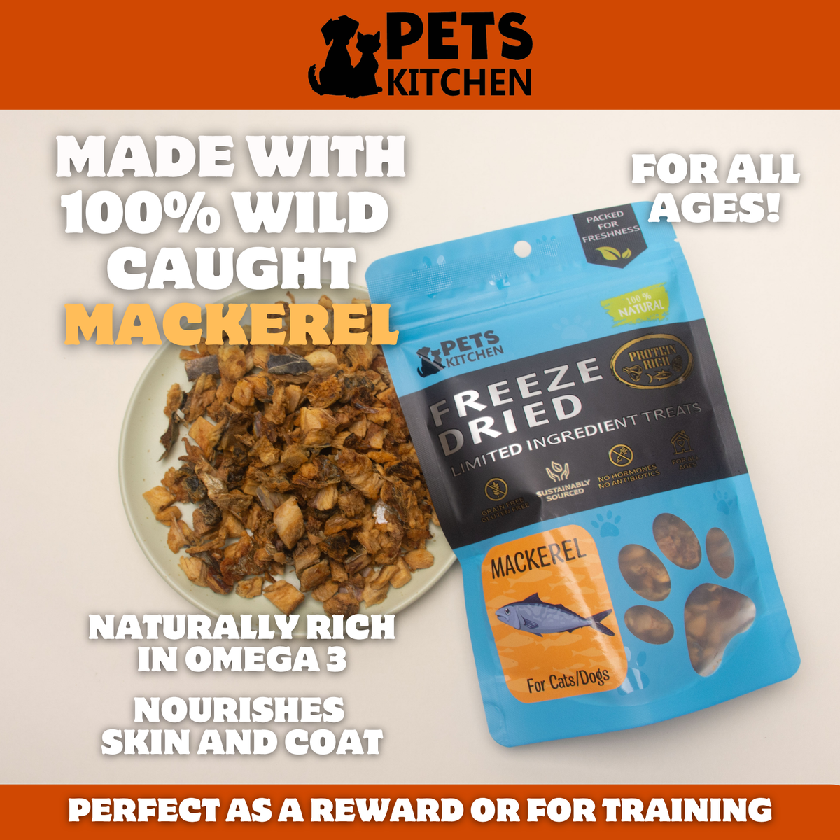 Freeze Dried Mackerel for Cats & Dogs (40g)