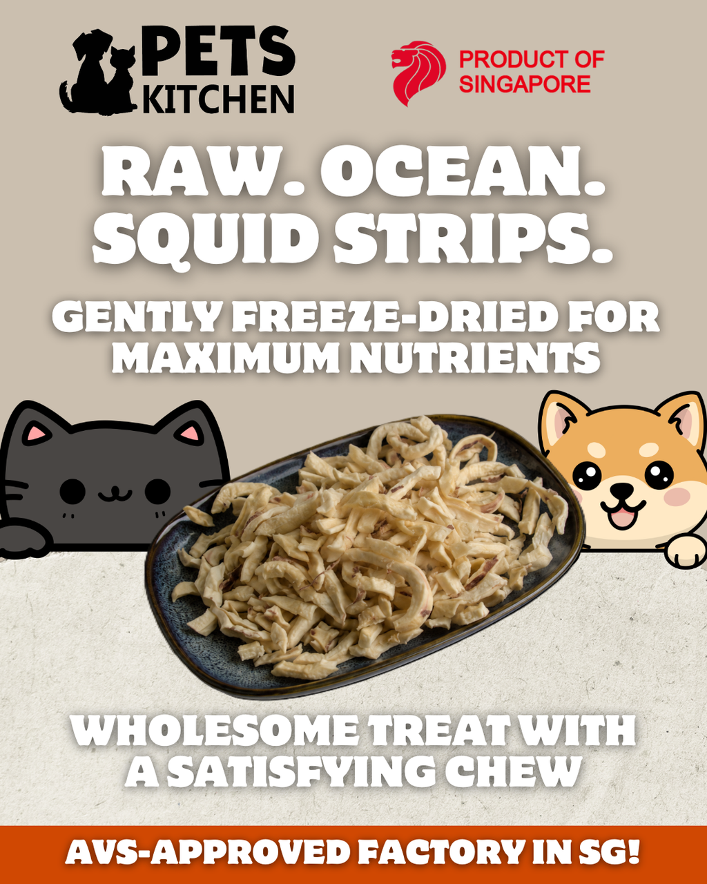 Freeze Dried Squid Strips for Cats & Dogs (17g)