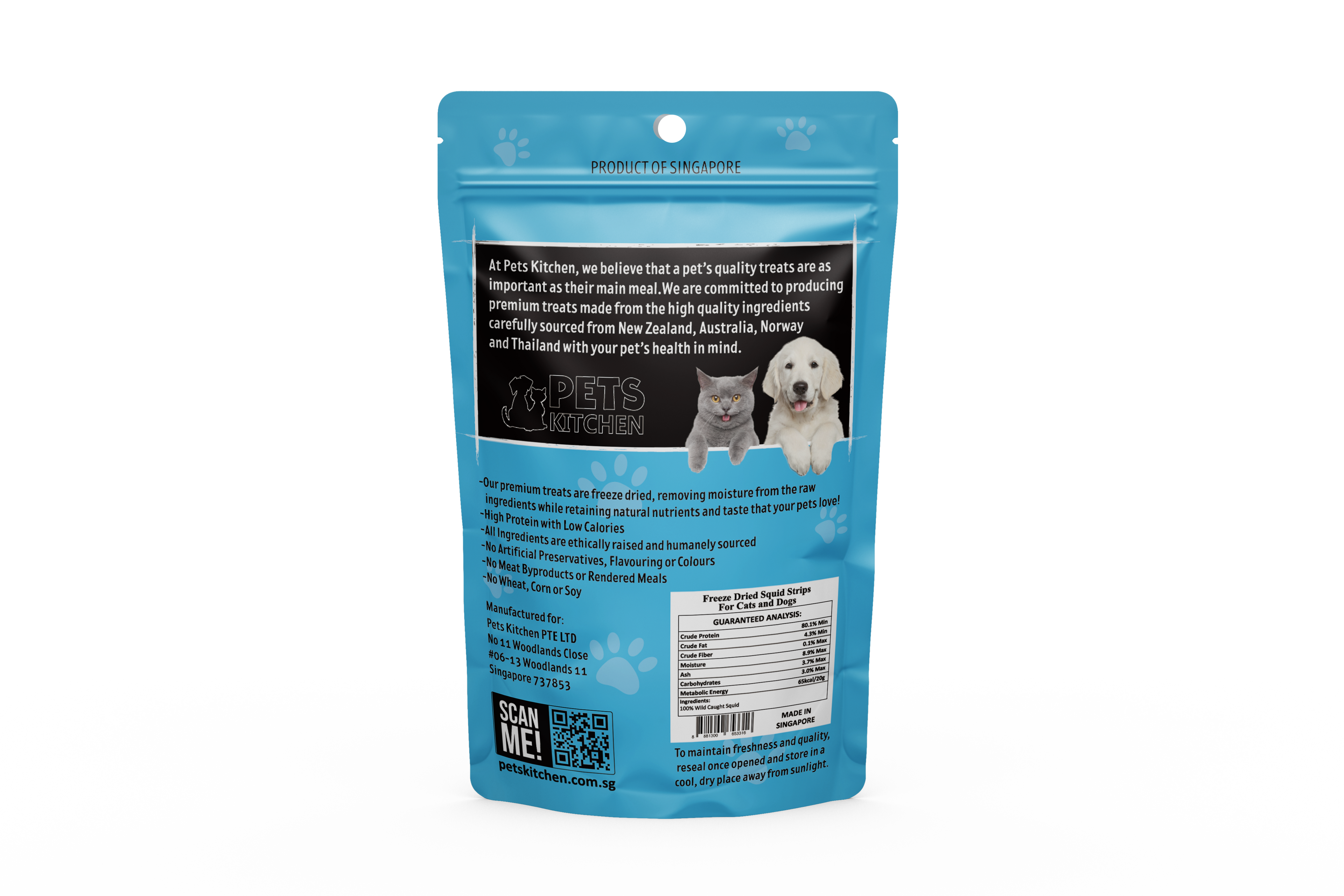 Freeze Dried Squid Strips for Cats & Dogs (17g)